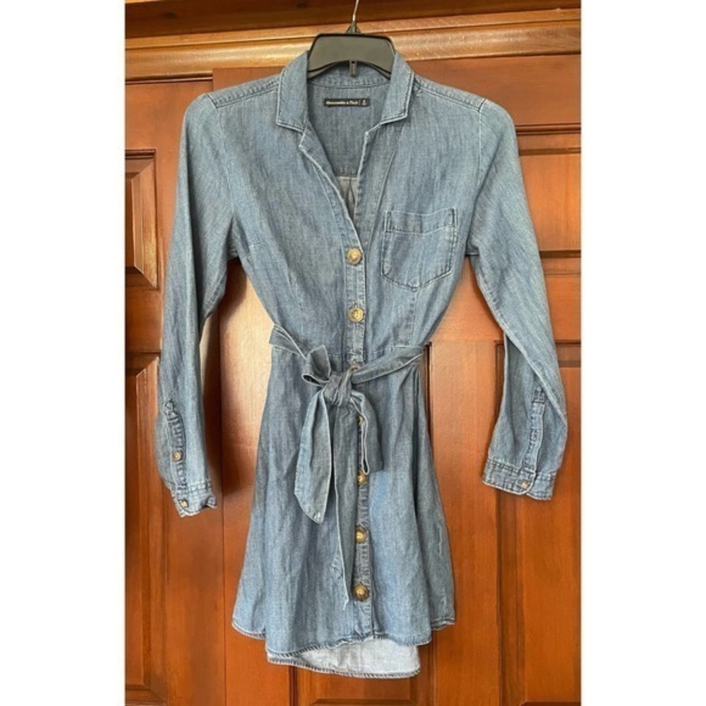 Abercrombie &  Fitch, button-down denim belted shirt dress